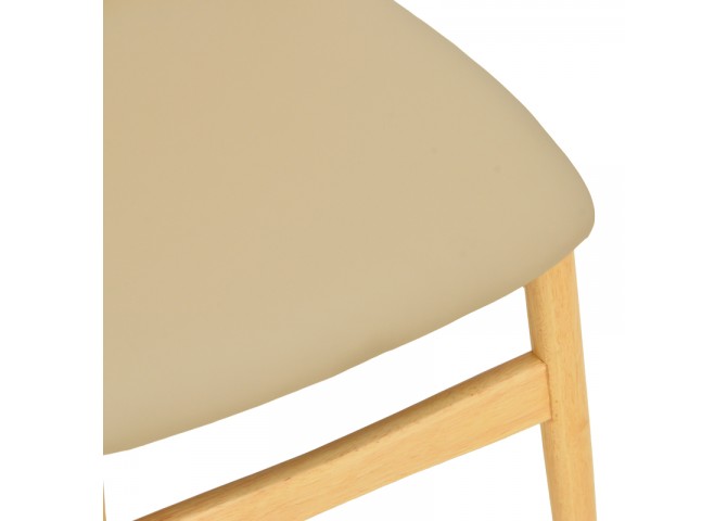 Καρέκλα Cardith pakoworld rubberwood-plywood σε φυσική απόχρωση-pu μπεζ 48x51x78εκ