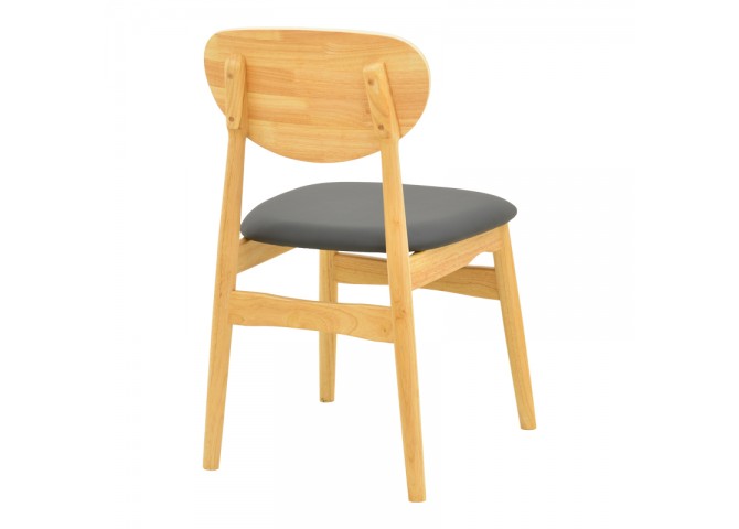 Καρέκλα Cardith pakoworld rubberwood-plywood σε φυσική απόχρωση-pu μαύρο 48x51x78εκ