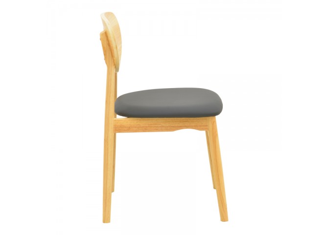 Καρέκλα Cardith pakoworld rubberwood-plywood σε φυσική απόχρωση-pu μαύρο 48x51x78εκ