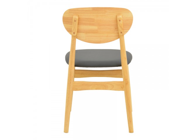 Καρέκλα Cardith pakoworld rubberwood-plywood σε φυσική απόχρωση-pu μαύρο 48x51x78εκ