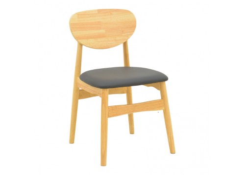 Καρέκλα Cardith pakoworld rubberwood-plywood σε φυσική απόχρωση-pu μαύρο 48x51x78εκ
