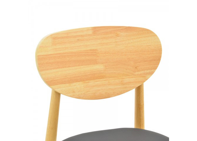 Καρέκλα Cardith pakoworld rubberwood-plywood σε φυσική απόχρωση-pu μαύρο 48x51x78εκ