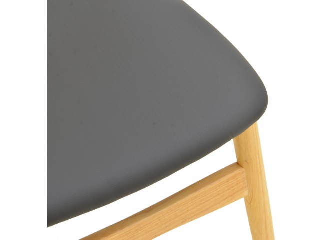 Καρέκλα Cardith pakoworld rubberwood-plywood σε φυσική απόχρωση-pu μαύρο 48x51x78εκ