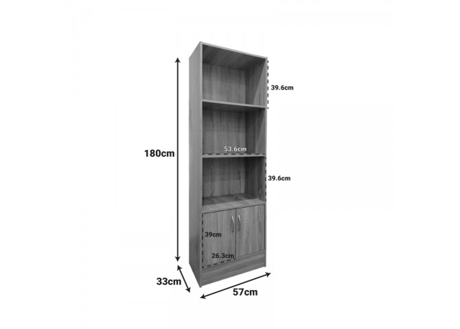 Βιβλιοθήκη Tekaro I pakoworld σε sonoma απόχρωση 57x33x180εκ