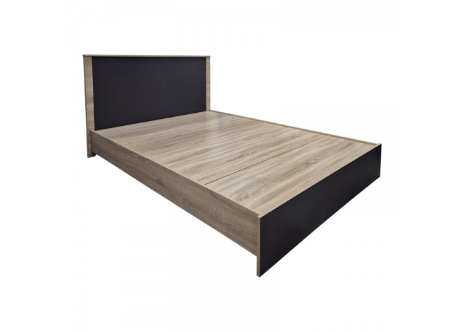 Κρεβάτι Athos pakoworld σε sonoma-ανθρακί απόχρωση 140x200εκ