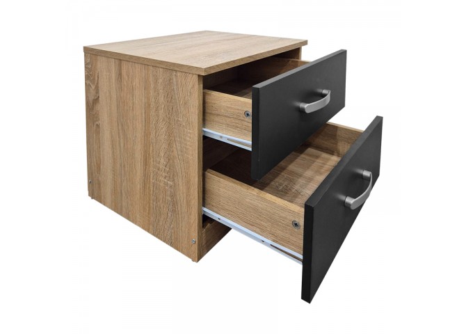 Κομοδίνο Athos pakoworld σε sonoma-ανθρακί απόχρωση 48x40x41.5εκ