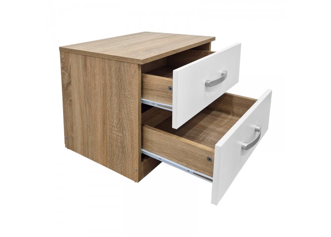 Κομοδίνο Athos pakoworld σε sonoma-λευκή απόχρωση 48x40x41.5εκ