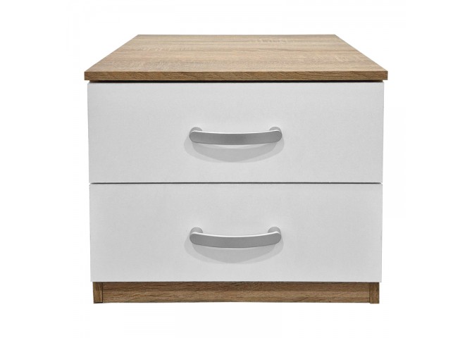 Κομοδίνο Athos pakoworld σε sonoma-λευκή απόχρωση 48x40x41.5εκ