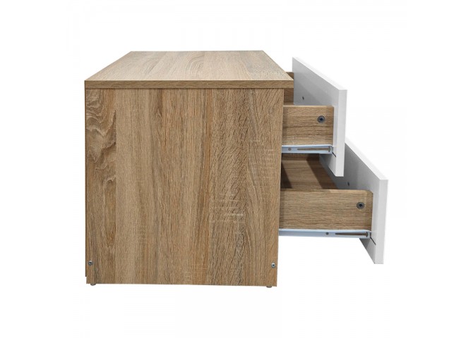 Κομοδίνο Athos pakoworld σε sonoma-λευκή απόχρωση 48x40x41.5εκ