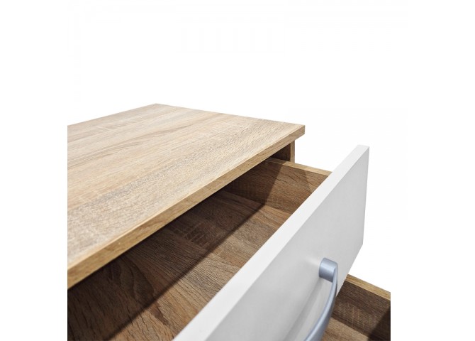 Κομοδίνο Athos pakoworld σε sonoma-λευκή απόχρωση 48x40x41.5εκ