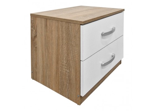 Κομοδίνο Athos pakoworld σε sonoma-λευκή απόχρωση 48x40x41.5εκ