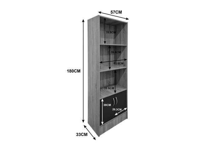 Βιβλιοθήκη Tekaro pakoworld sonoma-ανθρακί 57x33x180εκ