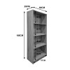 Βιβλιοθήκη Kendy pakoworld ανθρακί 60x30x167εκ