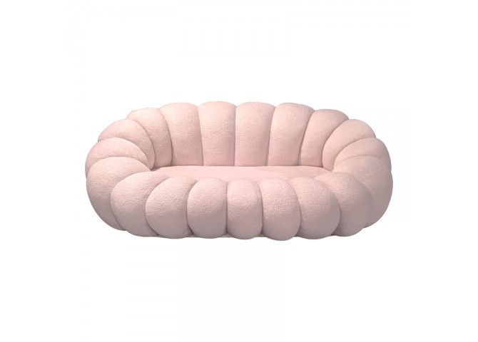 Καναπές Embrace pakoworld μπουκλέ ύφασμα σε ροζ απόχρωση 180x105x65εκ