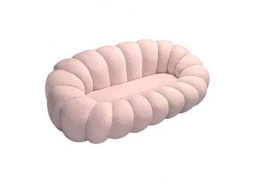 Καναπές Embrace pakoworld μπουκλέ ύφασμα σε ροζ απόχρωση 180x105x65εκ