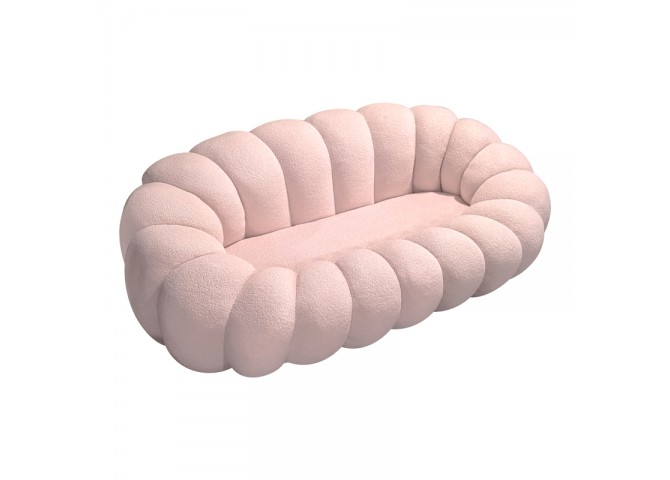Καναπές Embrace pakoworld μπουκλέ ύφασμα σε ροζ απόχρωση 180x105x65εκ