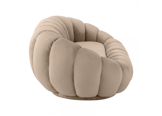 Καναπές Embrace pakoworld βελούδο σε μπεζ  απόχρωση 180x105x65εκ
