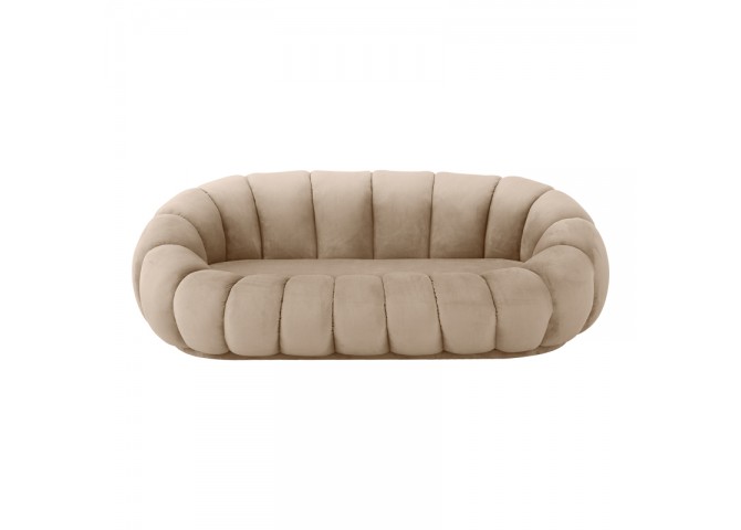 Καναπές Embrace pakoworld βελούδο σε μπεζ  απόχρωση 180x105x65εκ
