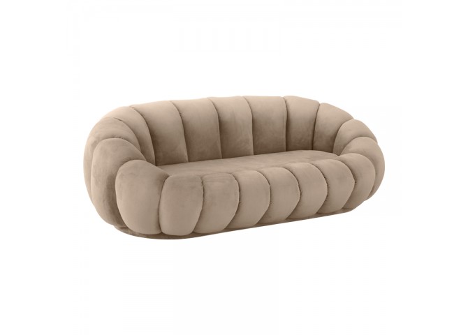 Καναπές Embrace pakoworld βελούδο σε μπεζ  απόχρωση 180x105x65εκ