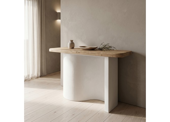 Κονσόλα Jeckie pakoworld ξύλο ελάτου-mdf oak-λευκό 120x38x80εκ