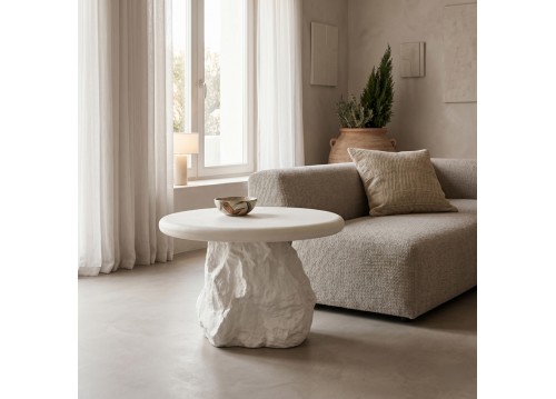 Βοηθητικό τραπέζι Zinol pakoworld mdf-polyresin λευκό Φ58x41εκ
