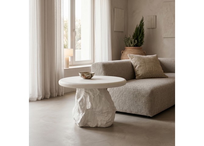 Βοηθητικό τραπέζι Zinol pakoworld mdf-polyresin λευκό Φ58x41εκ