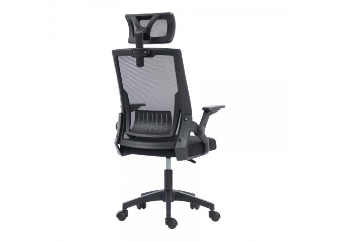Καρέκλα γραφείου Plymot pakoworld mesh χρώμα μαύρο 48x58x112-122εκ