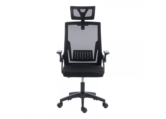 Καρέκλα γραφείου Plymot pakoworld mesh χρώμα μαύρο 48x58x112-122εκ
