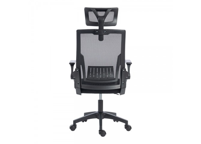 Καρέκλα γραφείου Plymot pakoworld mesh χρώμα μαύρο 48x58x112-122εκ