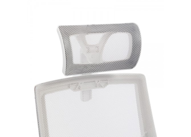 Καρέκλα γραφείου Plymot pakoworld λευκή - mesh γκρι 48x58x112-122εκ