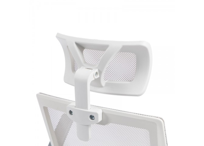 Καρέκλα γραφείου Plymot pakoworld λευκή - mesh γκρι 48x58x112-122εκ
