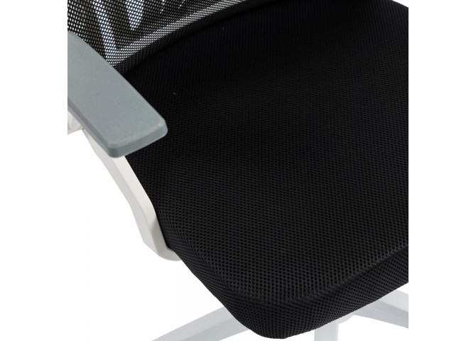Καρέκλα γραφείου Plymot pakoworld λευκή - mesh μαύρο 48x58x112-122εκ