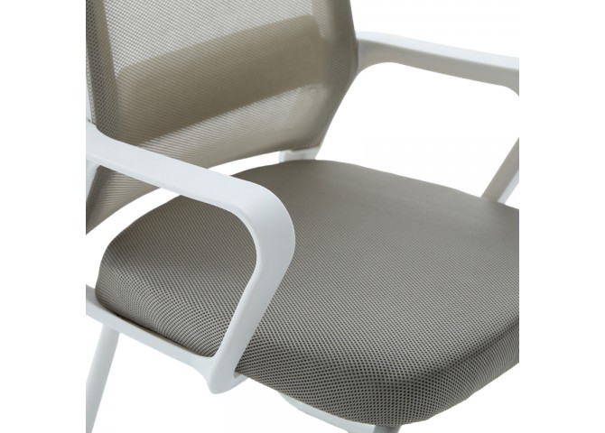 Καρέκλα επισκέπτη Palma pakoworld λευκή- mesh γκρι 46x52x94εκ