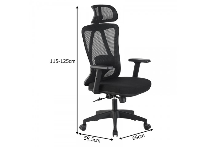 Καρέκλα γραφείου διευθυντή Magida pakoworld mesh μαύρο 58.5x66x115-125εκ