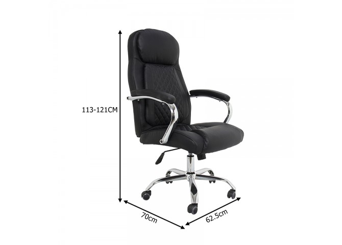 Καρέκλα γραφείου διευθυντή Stoldi pakoworld pu μαύρο 62.5x70x113-121εκ