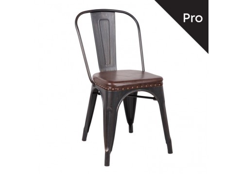 RELIX Chair-Pro Metal Antique Black/Pu Dark Brown