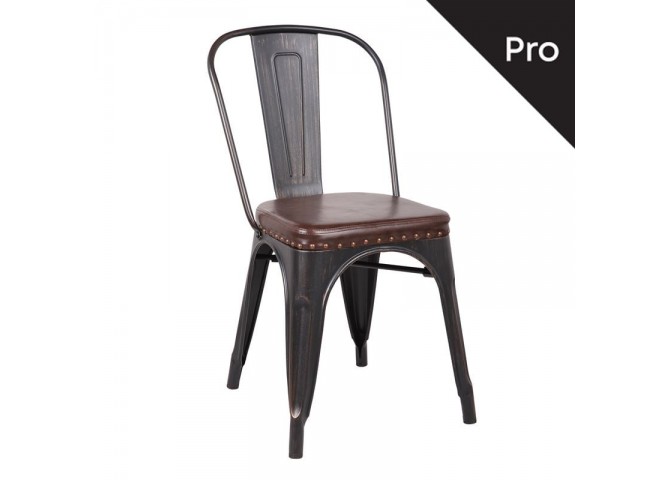 RELIX Chair-Pro Metal Antique Black/Pu Dark Brown