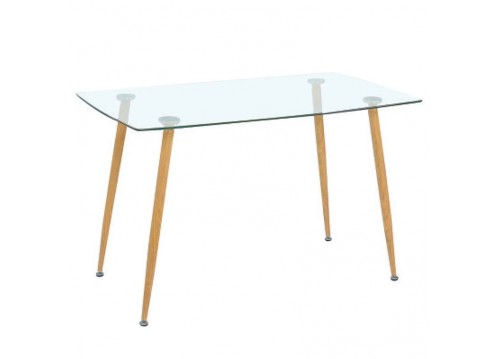 Τραπέζι 120x70cm Μεταλ.Βαφή Φυσικό/Γυαλί