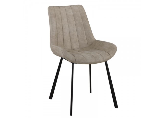 Καρέκλα Μεταλλική Μαύρη/Ύφασμα Suede Μπεζ 55x61x88 cm