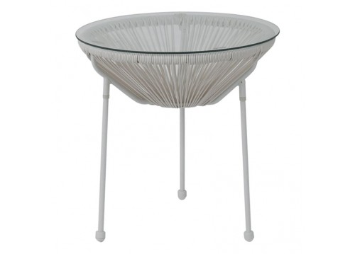 Τραπ.Φ.50cm Μετ.Άσπρο, Plastic Rattan Άσπρο