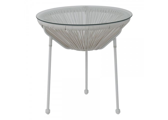 Τραπ.Φ.50cm Μετ.Άσπρο, Plastic Rattan Άσπρο
