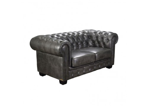 CHESTERFIELD 2θεσ.Δέρμα Antique Grey 160x92x72cm