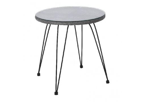 Τραπέζι Φ52cm Μεταλ.Μαύρο/Wicker Γκρι