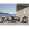 Living Set (Τραπ+2θ+2Πολ+Βοηθ.Τρ) Alu Ανθρακί/Μπεζ