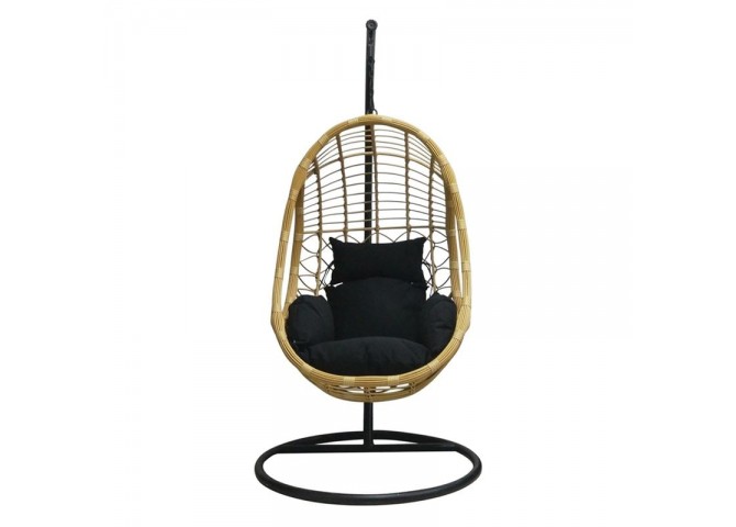 Κρεμαστή Πολυθ.Μεταλ.Μαύρη/Wicker Φυσικό/Μαξ.Μαύρο