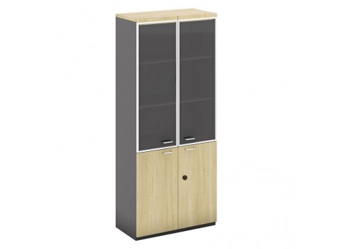 Βιβλιοθήκη 80x40xH200cm Sonoma/Γκρι (Γυαλ.Πόρτες)