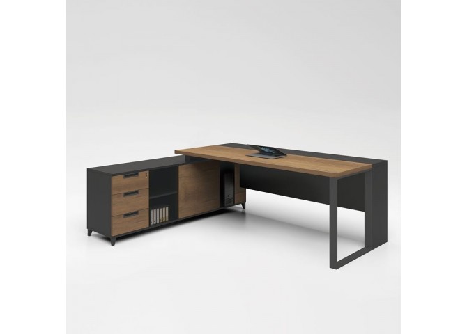 Γραφείο Αναστρέψιμο 180x160cm Σκ.Καρυδί/Μαύρο