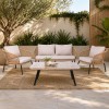 Set (Τρ+2θέσ+2Πολ) Μαύρο/Wicker Φυσικό, Μαξ.Εκρού