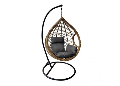 Κρεμαστή Πολυθ.Steel Black/Wicker Φυσικό/Μαξ.Μαύρο D.105 H.197cm