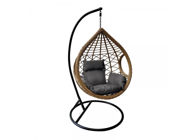 Κρεμαστή Πολυθ.Steel Black/Wicker Φυσικό/Μαξ.Μαύρο D.105 H.197cm
